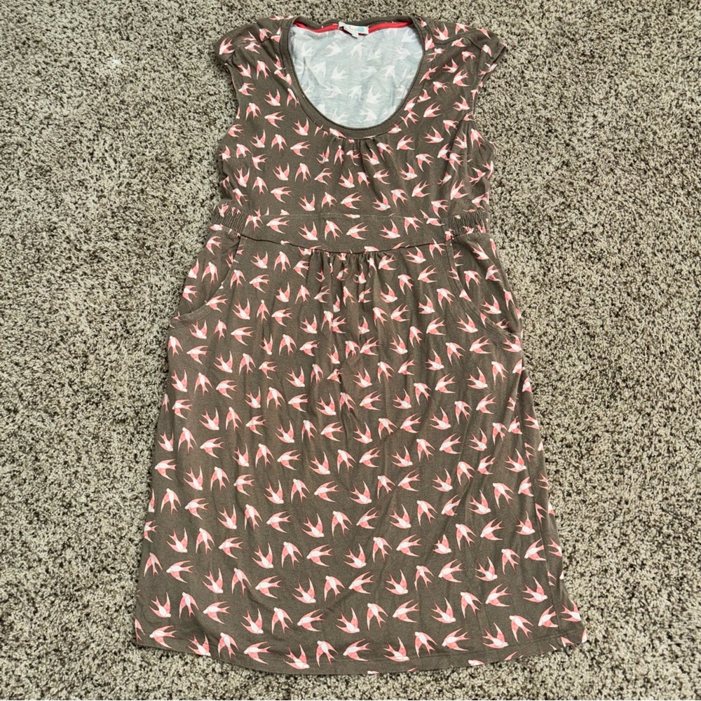 Boden Amelie Jersey Dress Bird Print Size 12